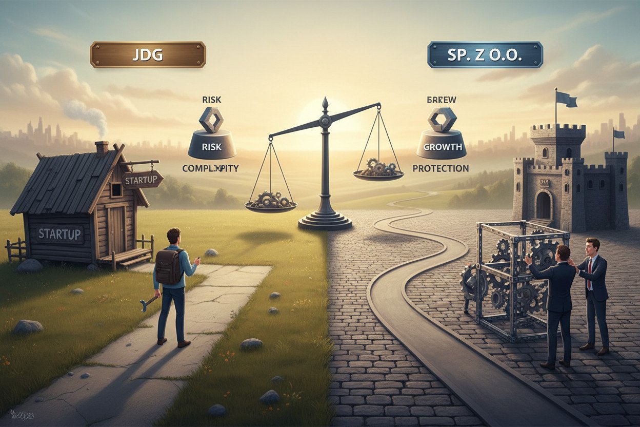 Spółka z o.o. kontra JDG — co wybrać na start